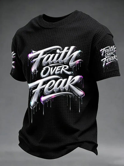 Men's Christian WALK BY FAITH Cross Waffle Short Sleeve T-shirt