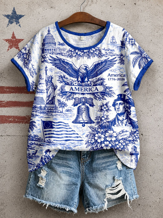 Women's America 1776-2026 Cotton Linen Shirt