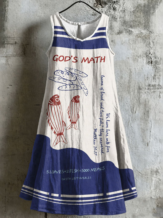 Women's God's Math Cotton And Linen Dress