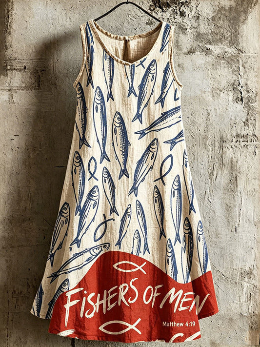 Women's Come With Me I Will Make You Fishers Of Men Cotton And Linen Dress