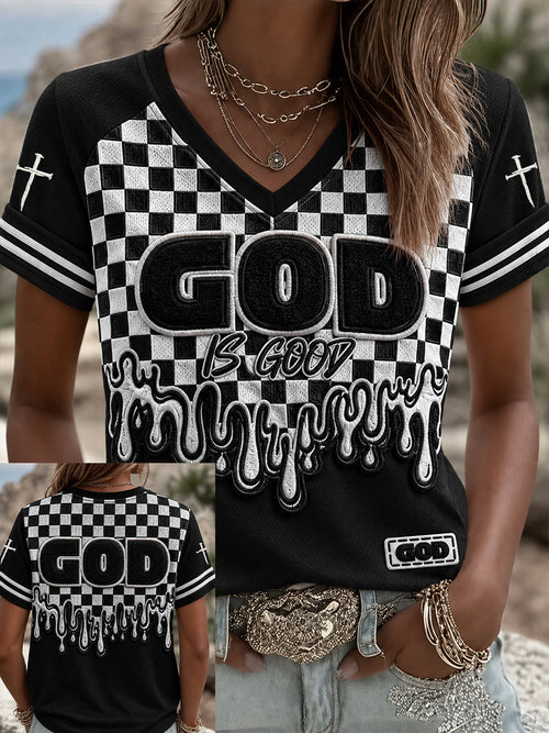 Women's Christian God Is Good All The Time Cross Short Sleeve T-shirt
