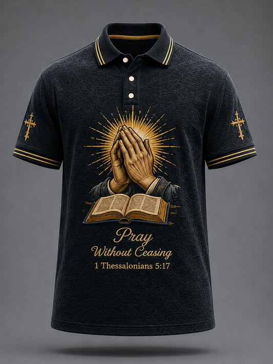 Men's Christian Paryer Print Casual Polo