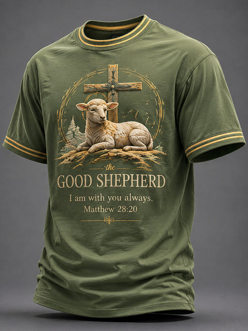 Men's Christian God Print Casual Tee
