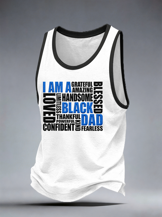 Men's I Am A Black Dad Printed Casual Vest