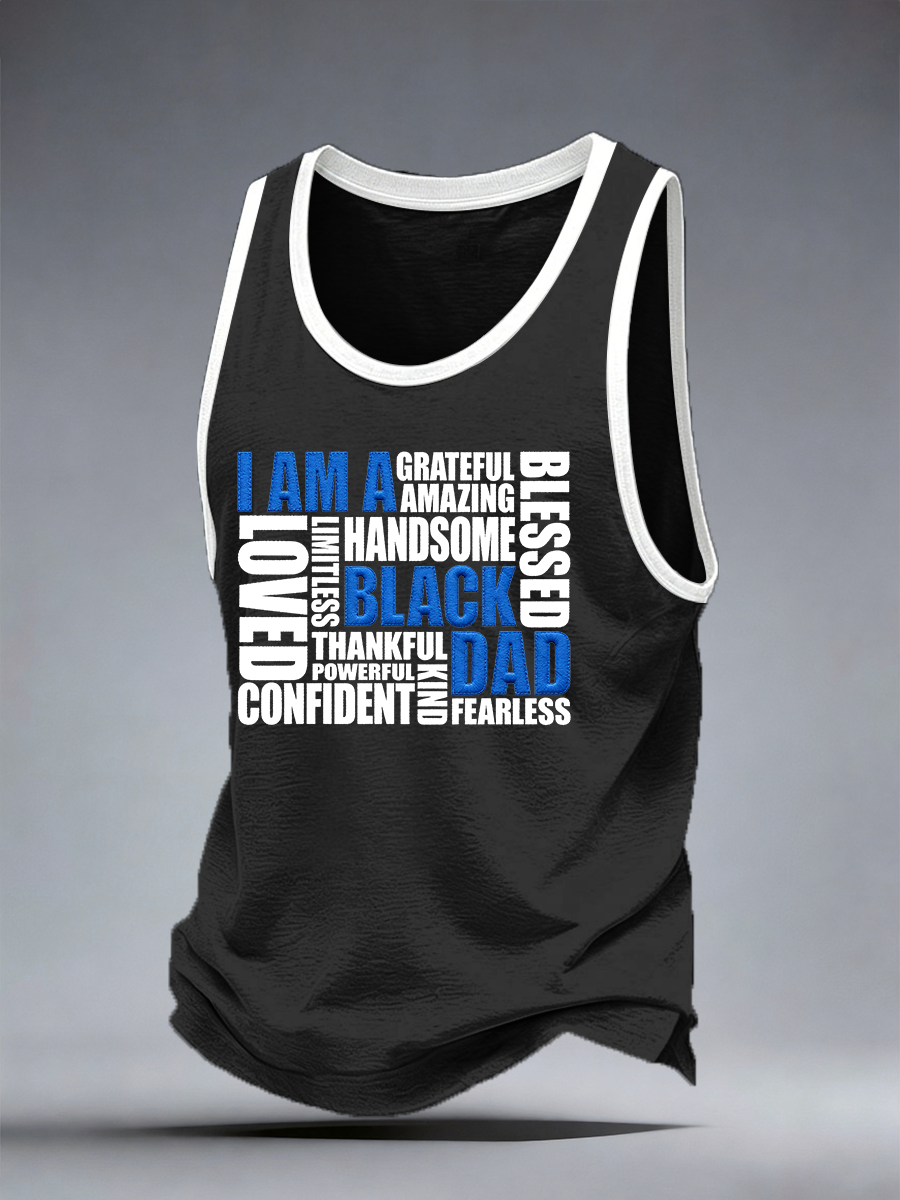 Men's I Am A Black Dad Printed Casual Vest