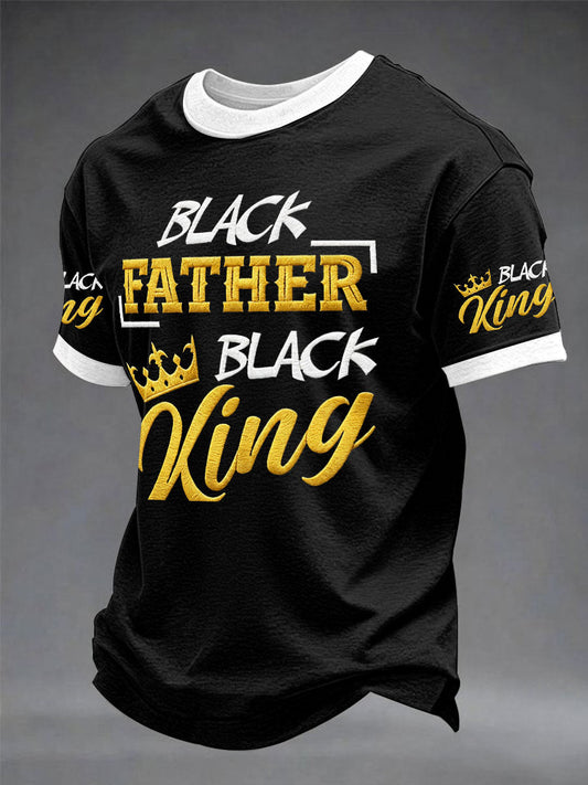 Men's “Black Father Black King” Father's Day Fun Casual T-shirt