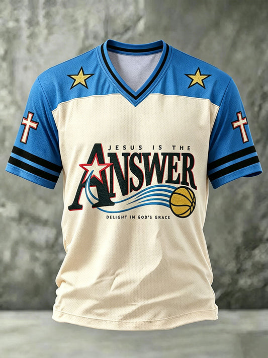 Men's 'jesus is the answer delight in god's grace' T-shirts