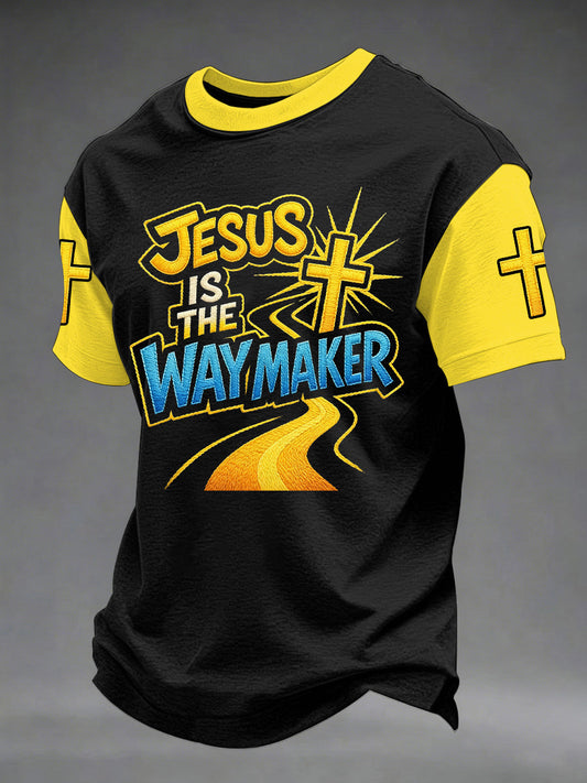 Men's Jesus Is The Way Maker Print Casual Tee
