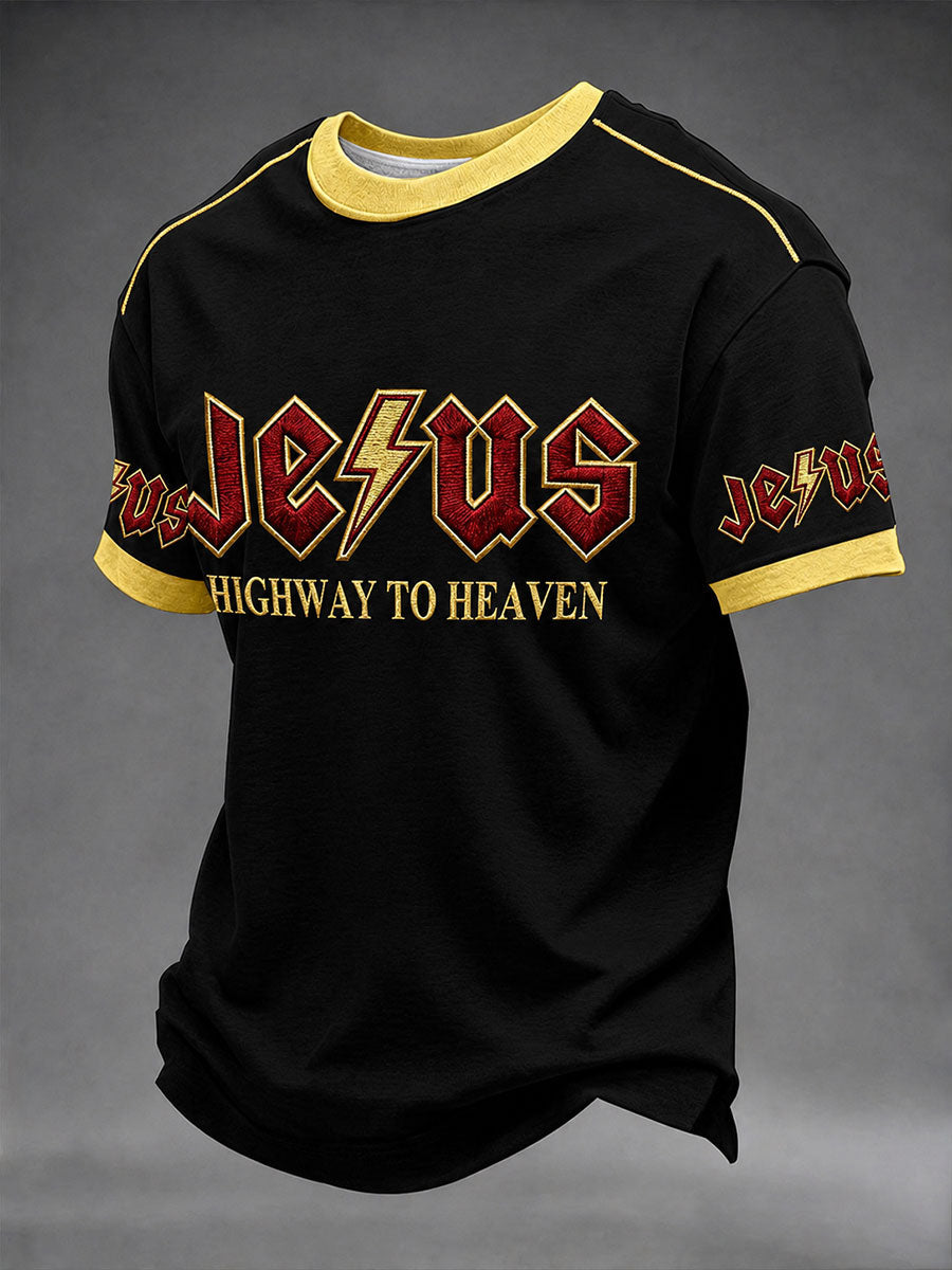 Men's Jesus Highway To Heaven Casual Unisex T-Shirt