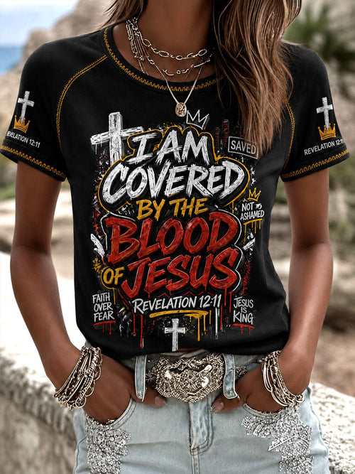 Women's 'I am covered by the blood of Jesus' T-shirts