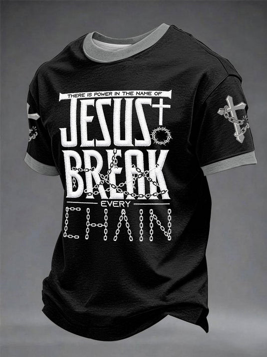 Men's Jesus Break Every Chain Christian Casual Unisex T-shirt