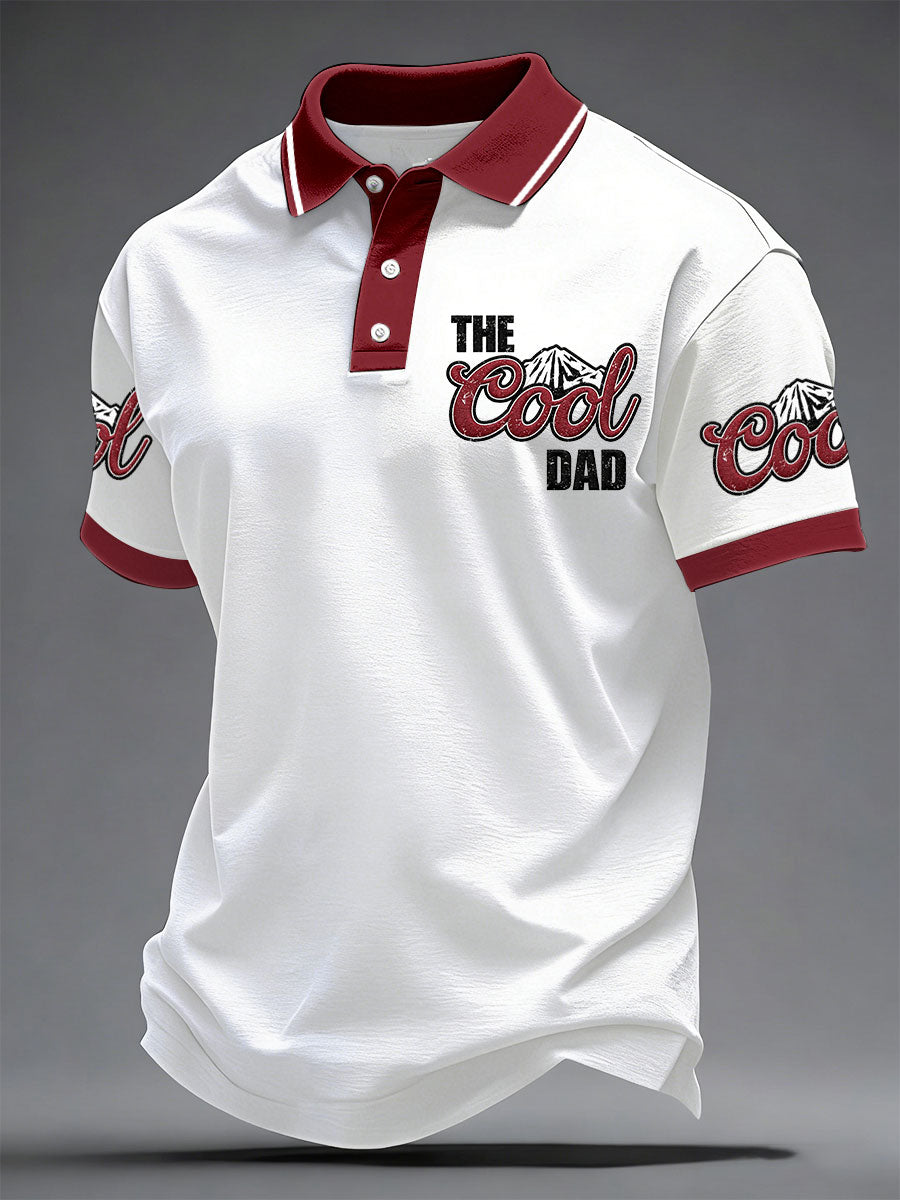 Men's“The Cool Dad”Father's Day Fun Casual Printed polo shirt