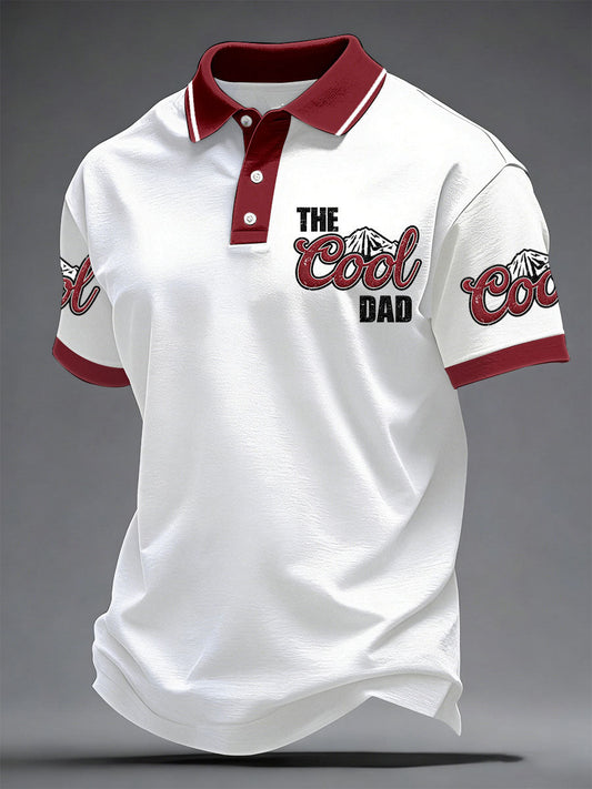 Men's“The Cool Dad”Father's Day Fun Casual Printed polo shirt