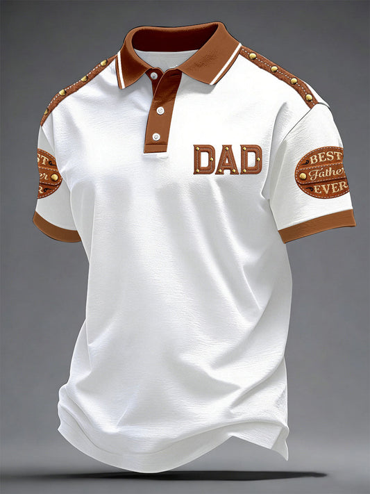 Men's“Best Father Ever”Father's Day Fun Casual Printed polo shirt
