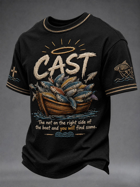 Men's Cast The Net On The Right Side Of the Boat Short Sleeves T-shirt