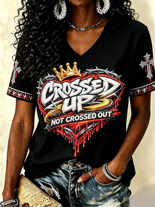 Women's 'crossed up not crossed out' V-neck T-shirts