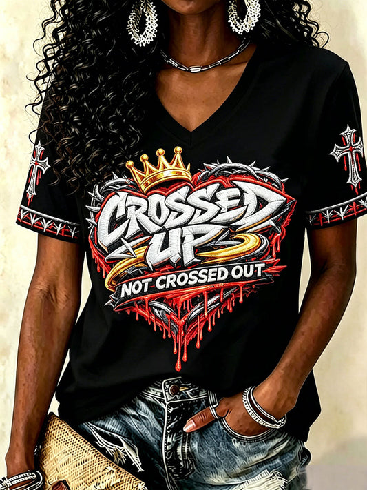 Women's 'crossed up not crossed out' V-neck T-shirts