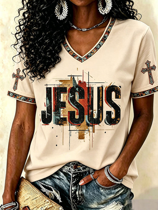 Women's JESUS V-Neck T-Shirts