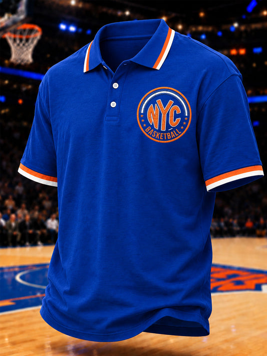Men's Go New York Gift For Basketball Fans Print Casual Polo