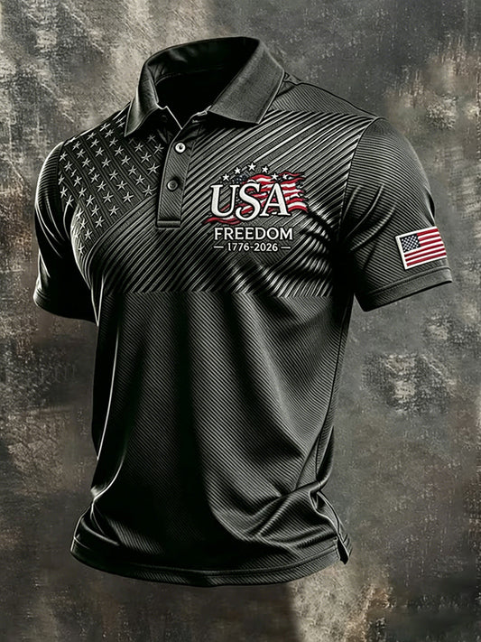 Men's Independence Day Flag Art Short Sleeve Top