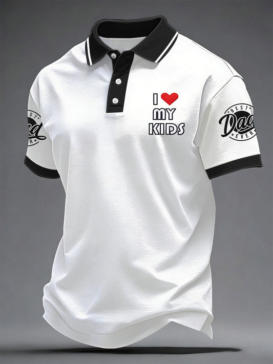 Men's“I Love My Kids” Father's Day Casual Printed T-Shirt