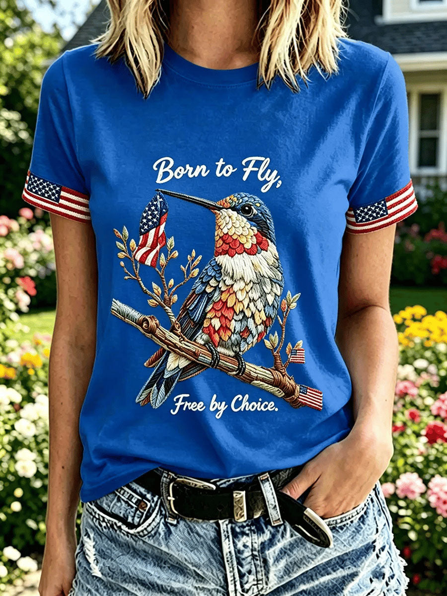 Women's Independence Day Hummingbird Short-sleeved T-shirt