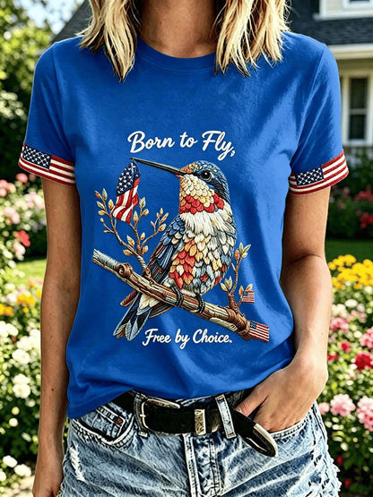 Women's Independence Day Hummingbird Short-sleeved T-shirt