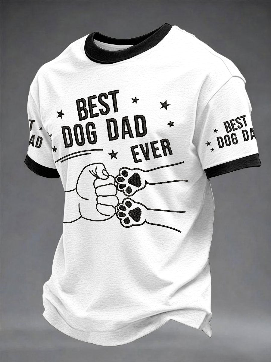 Men's “Best Dog Dad Ever”Father's Day Fun Print Casual T-shirt