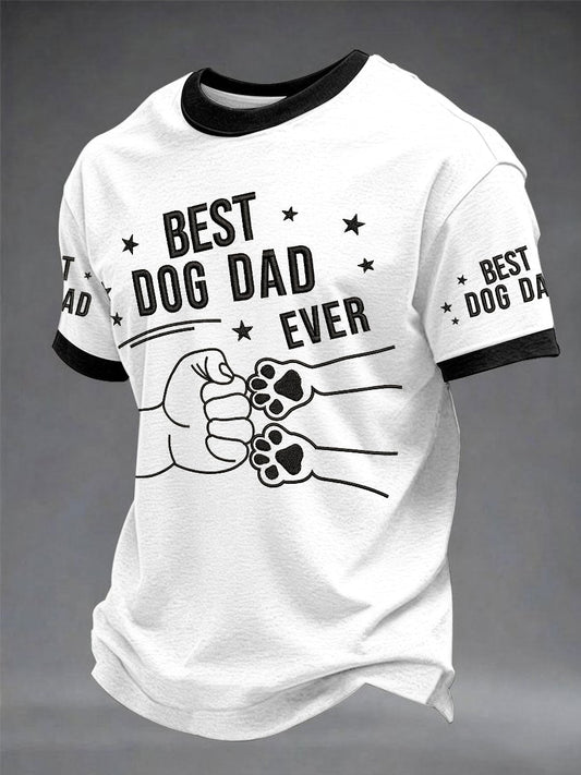 Men's “Best Dog Dad Ever”Father's Day Fun Print Casual T-shirt