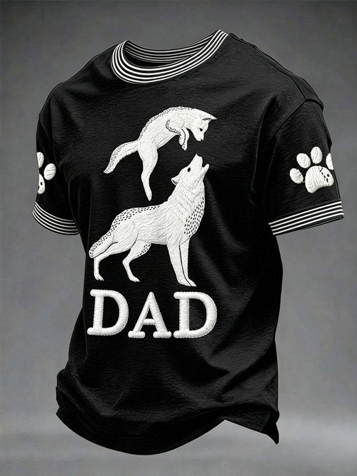 Men's Father's Day Fun Wolf father and wolf cubs Print Casual T-shirt