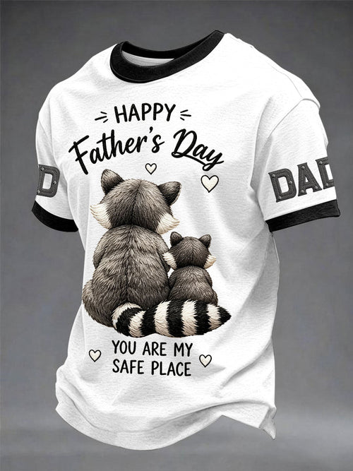 Men's “You Are My Safe Place” Father's Day Animal Print Casual T-shirt