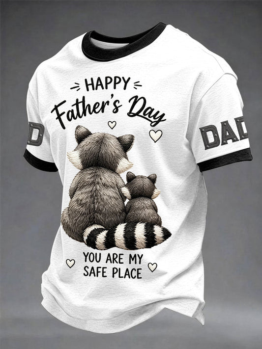 Men's “You Are My Safe Place” Father's Day Animal Print Casual T-shirt