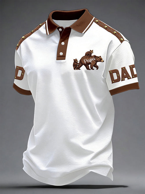 Men's Father's Day Animal Dad and Child Print Casual polo shirt