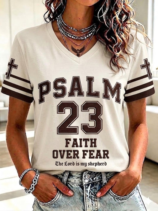 Women's Christian Faith Over Fear Cross Short Sleeve T-shirt