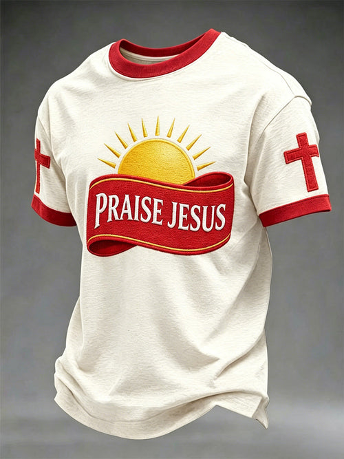 Men's Funny Christian Jesus Print Casual Tee