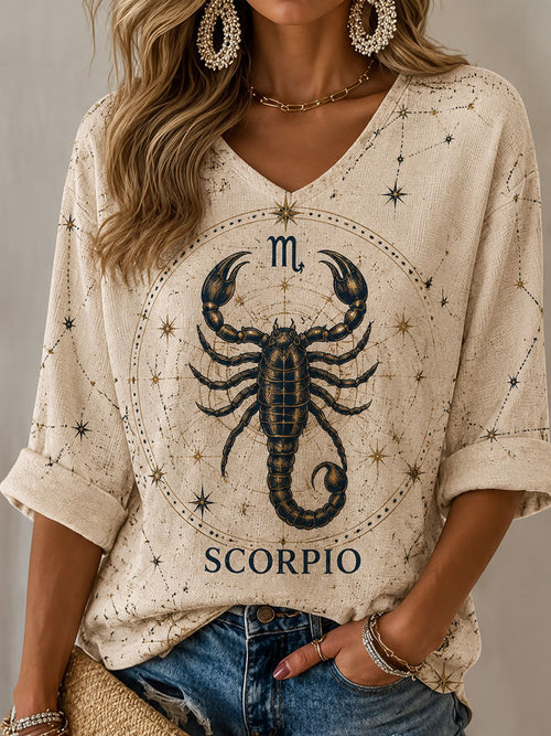 Women's Scorpio Horoscope-Themed Retro-Style Casual T-Shirt