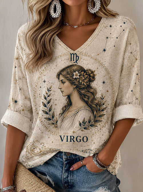 Women's Virgo Horoscope-Themed Retro-Style Casual T-Shirt