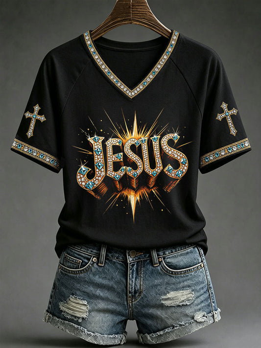 Women's 'JESUS Christian V-neck T-shirts