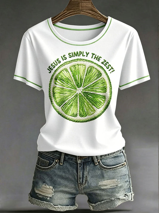 Women's “Jesus Is Simply The Zest” Faith Fun Fruit Casual Print T-shirt