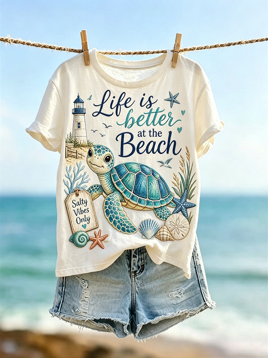 Women's Life Is Better At The Beach Faith Print Short-sleeved T-shirt