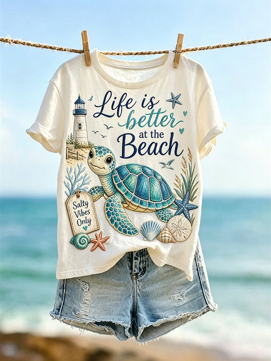 Women's Life Is Better At The Beach Faith Print Short-sleeved T-shirt