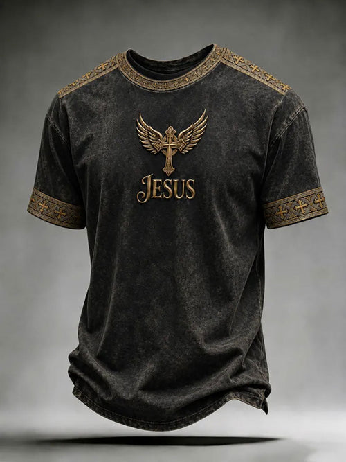 Men's Cross Print Casual T-shirt