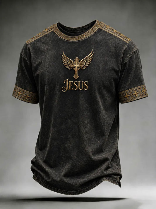Men's Cross Print Casual T-shirt