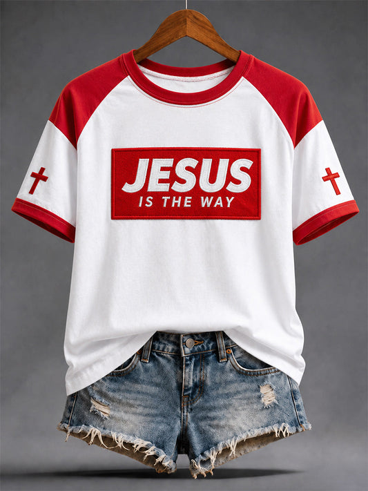 Women's Funny Jesus Is The Way Print Casual Tee