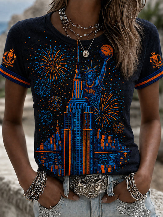 Women's Classic Basketball Fan Graphic Short Sleeve T-shirt