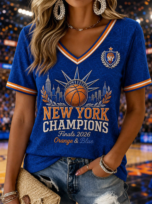 Women's Gift For Basketball Fans Print Casual V-Neck Tee