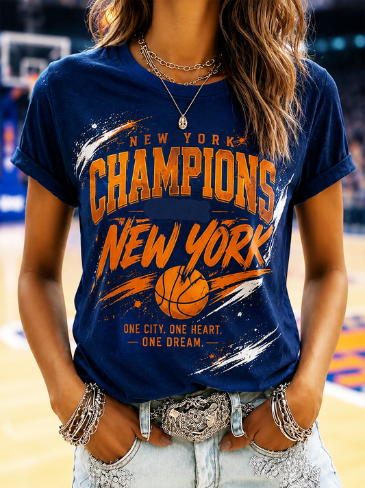 Women's New Yourk Champions Printed short-sleeved T-shirt
