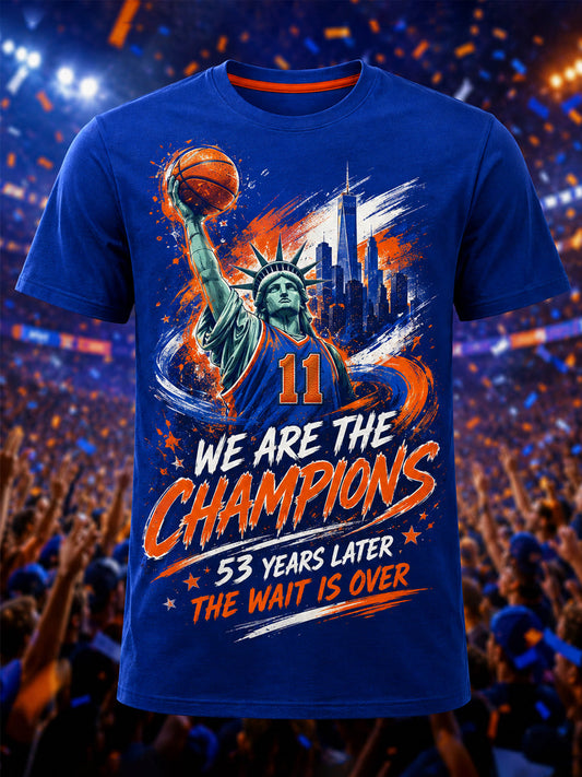 Men's New York Basketball Champions Celebration Print Casual Tee