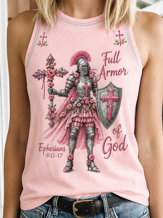 Women's Christian Full Armor Of God Print Casual Vests