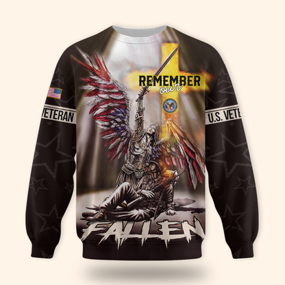 U.S. Veteran Hoodie – Remember Our Fallen, Angel Soldier Tribute Zip Up, Patriotic Memorial Hoodie for Heroes